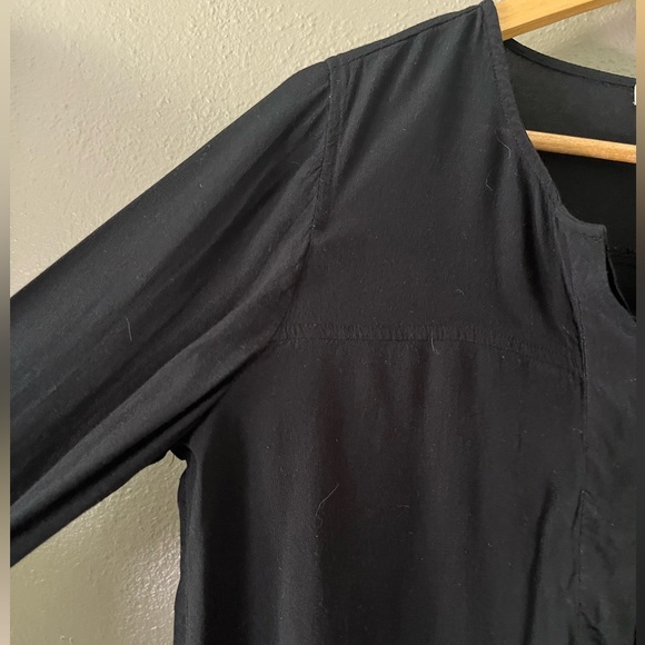 J.Crew Crepe Henley Popover Tunic Blouse Black Long Sleeve Women’s M - Picture 9 of 13